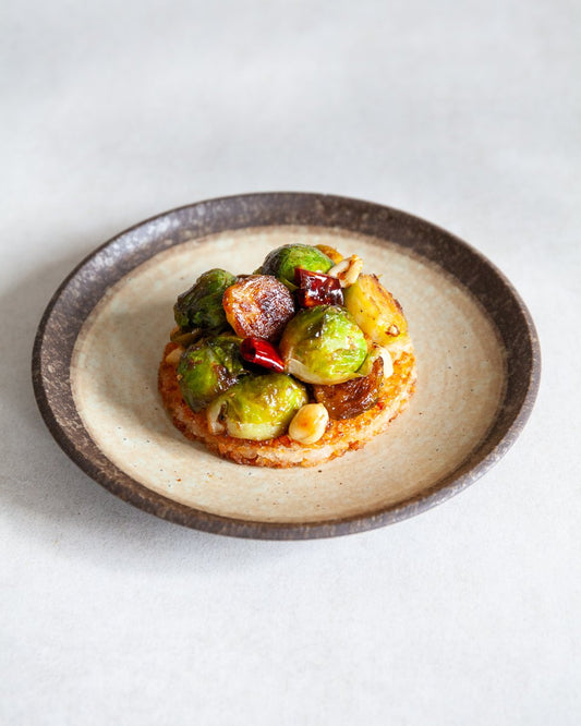 Sichuan-Style Brussels Sprouts on Crispy Rice